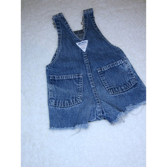 Vintage OshKosh B'Gosh Overalls Vestbak Genuine Shorts Denim Baby 3-6M USA - Picture 7 of 11